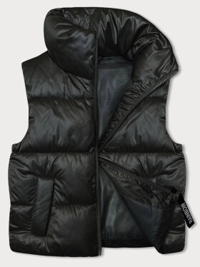 Krátká dámská vesta v khaki barvě se stojáčkem (B8158-11) odstíny zelené S (36)