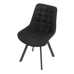 Židle jídelní, černá látka v dekoru broušené kůže, černý kov
