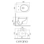 CERANO - Kompletní WC set Basic/Carlito - bílá lesklá - WC tlačítko Dualo/Černá - volně stojící - předstěnová instalace - 48,5x36,5 CER-8050BD86022