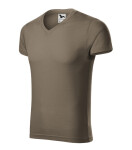 Slim Fit V-neck tričko pánské army XL