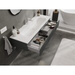 MEXEN/S - Rivel koupelnová skříňka 140 cm s umyvadlem Vela, 1 šuplík, reliéf , grafit mat/bílá mat - 91A20-14023-1-BF66-W23M0 91A20-14023-1-BF66-W23M01
