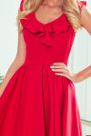 POLA Červené dámské šaty volánky ve výstřihu 307-1