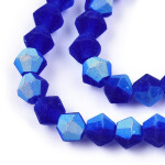 Skleněné korálky - broušené - matné - imitace Swarovski - tmavě modré - 4 x 4 mm - 10 ks