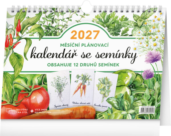 NOTIQUE Měsíční plánovací kalendář se semínky 2027, 30 x 21 cm