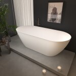 Erga Kaia, volně stojící vana 170x75 cm + odtoková zátka, bílá lesklá, ERG-Kaia-170075-WH-WH ERG-KAIA-170075-WH-WH