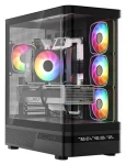 MODECOM Volcano AQ200 ARGB černá / Skříň / ATX / 1x USB-C 3.2 / LED displej / tvrzené sklo / bez zdroje (MC-A-AQ200-4FA-B)