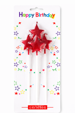 Dortová svíčka hvězda červená 4ks