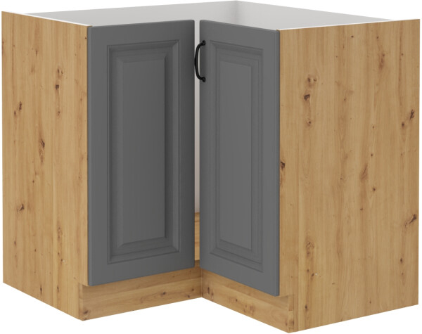 Spodní rohová skříňka Stilo 90x90 ND 2F BB Barva korpusu: Dub artisan, Barva dvířek: Dust Grey