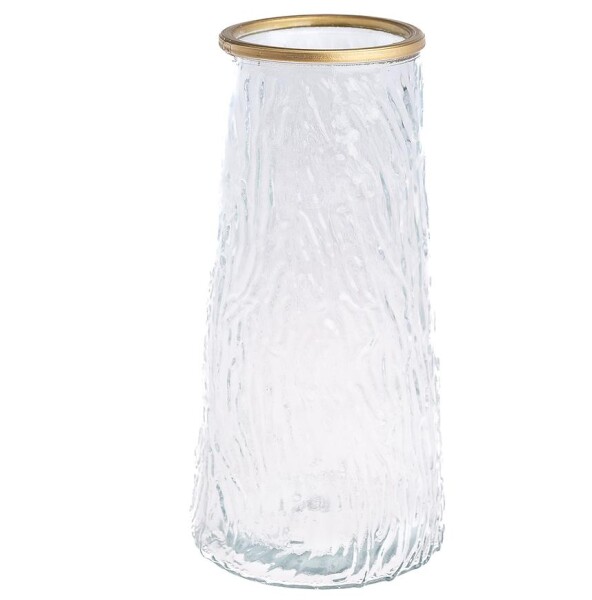 Skleněná váza se zlatým okrajem čirá 20cm