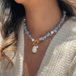ELENYS Aquamarine | Náhrdelník s pravým přírodním akvamarínem Délka náhrdelníku: 43 cm