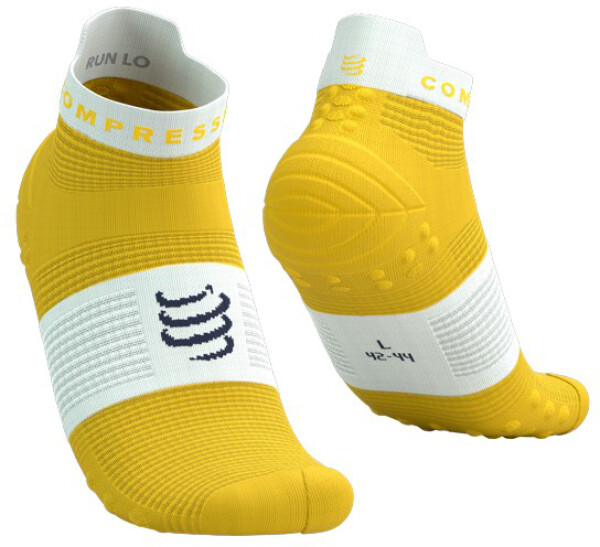 Běžecké kompresní ponožky Compressport Pro Racing Socks v4.0 Run Low - Lemon/White Velikost: EU 42-44