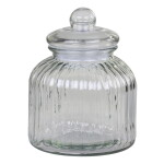 Chic Antique Skleněná úložná dóza Grooves Clear 2,9 l, čirá barva, sklo