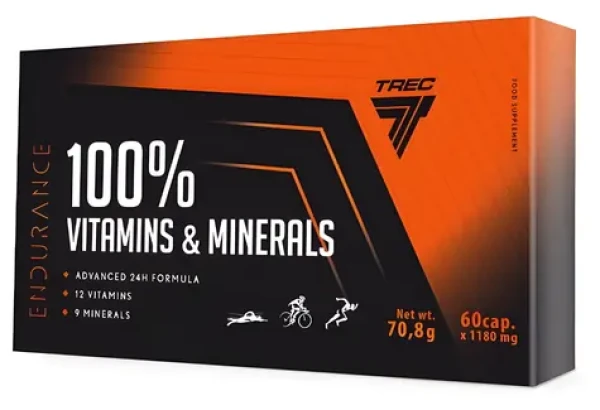 Trec Nutrition Endurance 100% Vitamins Minerals / Multivitamín / 60 kapslí / pro sportovce / denní a noční kapsle