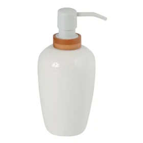 MSV OSLO dávkovač mýdla bílý / plast / bambus / 430 ml