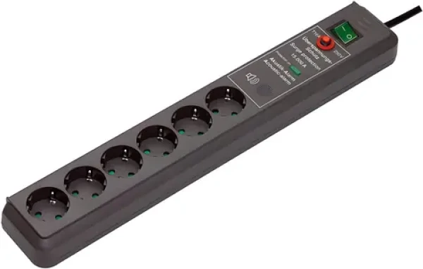 Brennenstuhl Secure-Tec antracit / Prodlužovací kabel / Přepěťová ochrana / 6x zásuvka / 3500 W (1159540376)