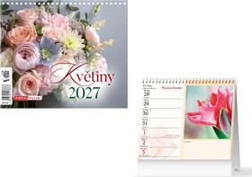 Kalendář 2027 stolní mini Květiny