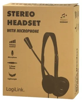 LogiLink Stereo Headset černá / Headset / 3,5mm jack / Mikrofon na výložníku / 32 ? (HS0055)