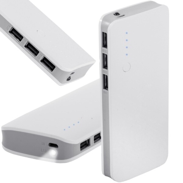 Verk Powerbanka 10 000mAh 3X USB bílá