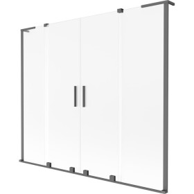 MEXEN/S - Velar L Duo dvoukřídlá posuvná vanová zástěna 200 x 150, dekor, grafit metal 896-200-003-32-95