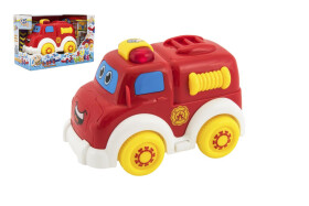 Auto hasiči pro nejmenší plast 15cm na volný chod na bat. se světlem se zvukem v krabičce 12m+