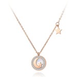 Ocelový náhrdelník se zirkony Moon&Star - chirurgická ocel, Zlatá 40 cm + 5 cm (prodloužení)
