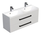 Koupelnová skříňka s černou úchytkou a umyvadlem SAT Cube Way 120x53x40 cm bílá lesk lesk/mat CUBE2C120ZBL CUBE2C120ZBL