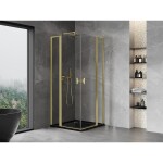 MEXEN/S - Mist L Duo sprchový kout dveře křídlové 95 x 95, transparent, zlato kartáčovaná 8A4L-095-095-55-00