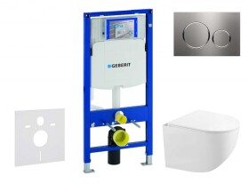 GEBERIT - Duofix Set předstěnové instalace, kompaktního klozetu Gaia a sedátka softclose, tlačítko Sigma20, nerez SANI11CA6104