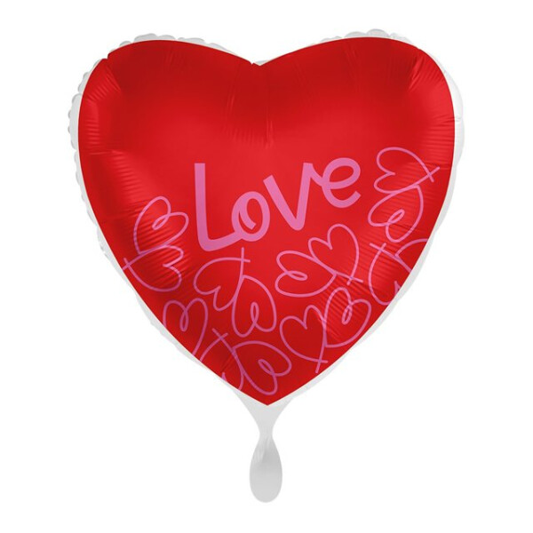 Balónek fóliový Srdce bílo-červené Love - Albi