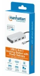 Manhattan USB-C 8v1 dokovací stanice stříbrná / Dokovací stanice / HDMI 4K / RJ45 / 3x USB-A / PD 100W (130615)
