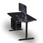ULTRADESK Quest černá / Herní stůl / 140 x 70 x 72 - 120 cm / nastavitelná výška / LED RGB PRISMATIC (UD-QST-FRBB/DTBB)