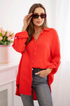 Bavlněná mušelínová košile Plus Size červený UNI