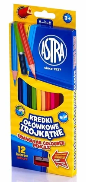 ASTRA Pastelky trojboké 12ks s ořezávátkem (26194)