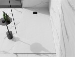 MEXEN/S - Stone+ obdélníková sprchová vanička 180 x 70, bílá, mřížka černá 44107018-B