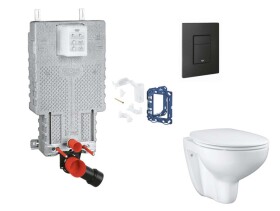 GROHE - Uniset Set předstěnové instalace, klozetu, sedátka SoftClose, tlačítka Even a sady pro vhazování tablet, phantom black SANI15BB5113