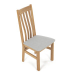 Dřevěná jídelní židle, potah stříbrná látka, masiv dub, přírodní odstín