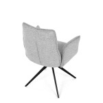 Židle jídelní, šedá látka, 360° vratný mechanismus, černý kov