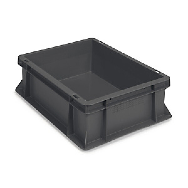Euro přepravka ekonomická, 400x300x120 mm, 100% recyklovaná, šedá