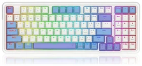 Redragon K664WBP Gloria Pro Bumblebee bílá / Herní klávesnice / mechanická / spínače yellow / USB / RF 2.4 GHz / BT / US (K664WBP-RGB-PRO)