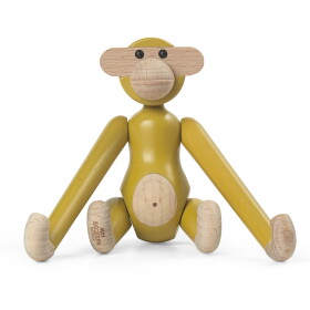 Kay Bojesen Denmark Dřevěná opička Monkey Mini Vintage Yellow 9,5 cm, žlutá barva