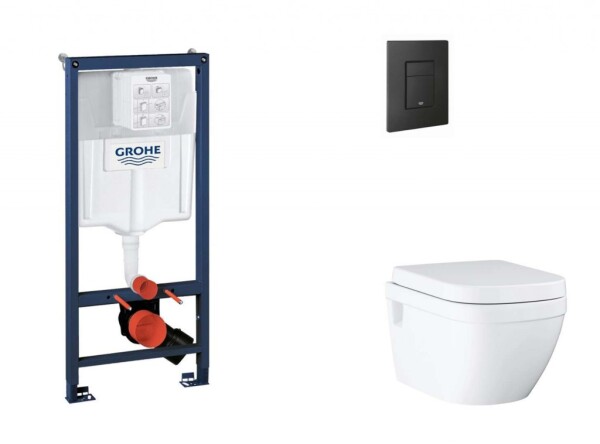 GROHE - Rapid SL Set předstěnové instalace, klozetu, sedátka SoftClose a tlačítka Even, phantom black SANI11BB5119