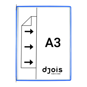 Djois závěsný rámeček s kapsou, A3, otevřené bokem, modrý, 10 ks