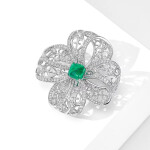 Luxusní květinová brož Erina - smaragdový zirkon, Zelená
