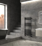 CERANO - Koupelnový radiátorový set Luigi - kombinované výtápění, wifi tyč - středové připojení 50 mm - 300W - černá matná - 1200x500 mm CER-663430
