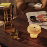 Ferm Living Skleněná stolní LED lampička Ripple Oat, krémová barva, sklo