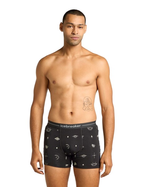 Pánské merino boxerky ICEBREAKER Mens 150 Anatomica Boxers Explore More, Black/Aop velikost: S