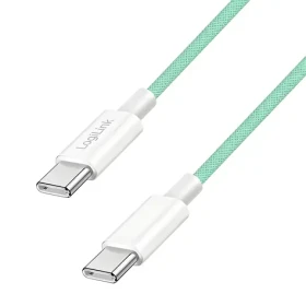 LogiLink USB-C - USB-C zelená / Nylonový kabel / USB 2.0 / 60 W / 1,5 m (CU0348)