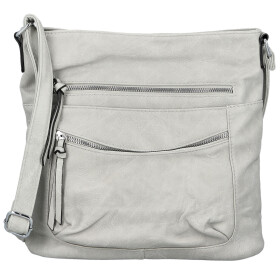Trendy dámská koženková crossbody kabelka Tizia, světle šedá