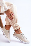Dámské kožené ažurové tenisky béžové S.Barski LR952 36
