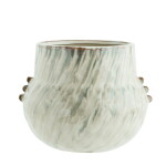 MADAM STOLTZ Keramický obal na květiny Off White 21 cm, krémová barva, keramika